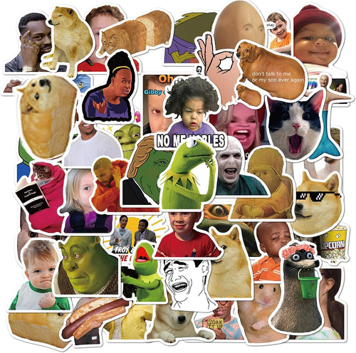 50 Waterproof Vinyl Meme Stickers / 50 autocollants meme en vinyle imperméable