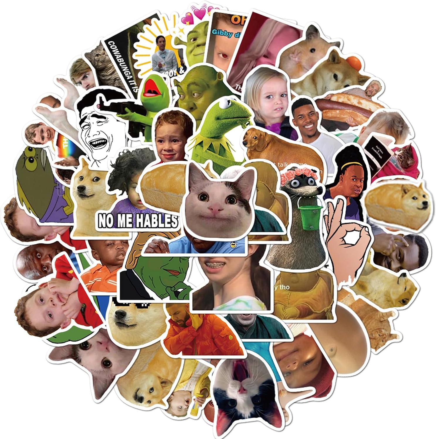50 Waterproof Vinyl Meme Stickers / 50 autocollants meme en vinyle imperméable