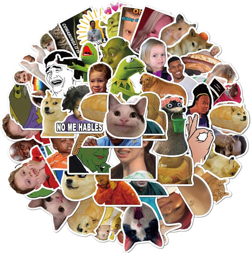 50 Waterproof Vinyl Meme Stickers / 50 autocollants meme en vinyle imperméable